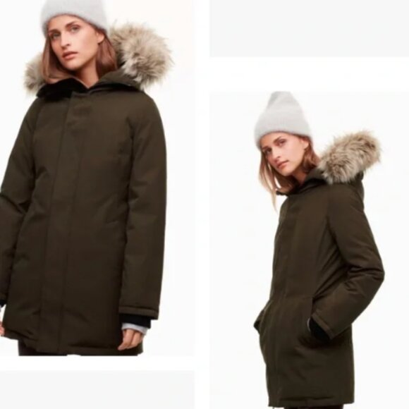 GOLDEN by Tna Waterproof Canvas Haven Parka In Dark Olive Size M - Picture 3 of 7